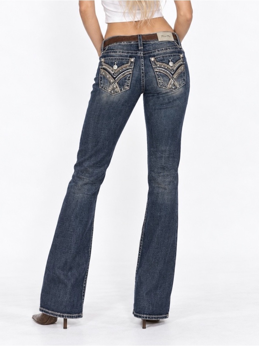 Miss Me Universal Boot Jeans Y2K Low Rise Rhinestone Bootcut Size 30